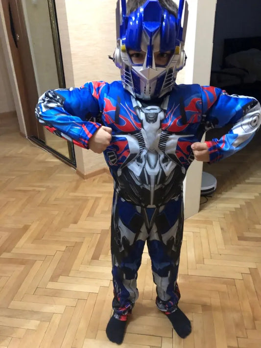 Kids Optimus Prime Costume – Muscle Chest Superhero Jumpsuit for Halloween &amp; Dress-Up Events