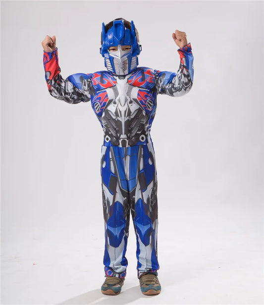 Kids Optimus Prime Costume – Muscle Chest Superhero Jumpsuit for Halloween &amp; Dress-Up Events