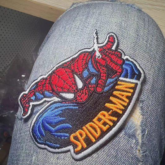 Marvel Spider-Man Embroidery Patch – DIY Iron-On Superhero Decal for Clothing &amp; Accessories