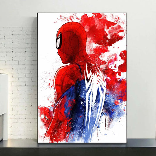 MINISO Marvel Movie Watercolor Spider-Man Canvas Poster – Superhero Wall Art for Modern Home Decor
