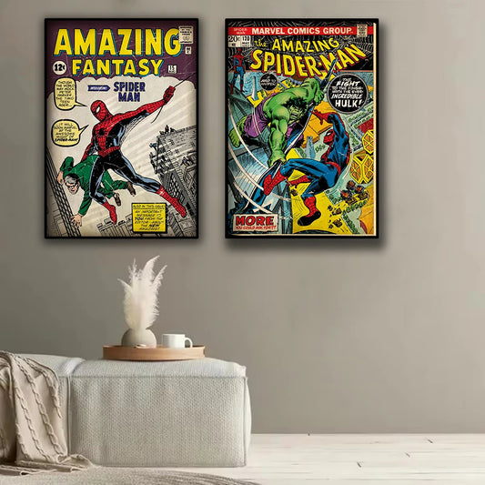 Retro Marvel Spider-Man Decorative Poster – Vintage Wall Art for Kids’ Rooms &amp; Home Décor