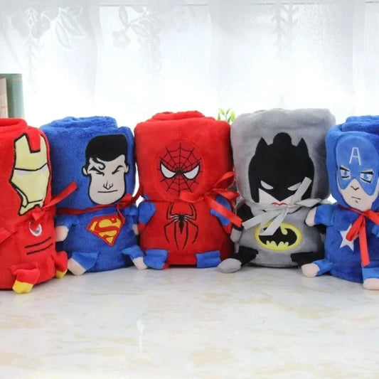 Marvel Superhero Flannel Blanket – Captain America, Iron Man &amp; Spider-Man Cartoon Throw for Kids