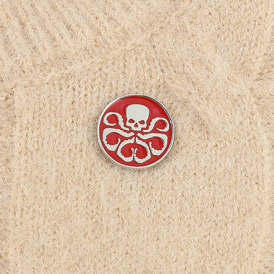 Marvel HYDRA Logo Metal Enamel Pin – Villain Skull Brooch Badge for Fans &amp; Collectors