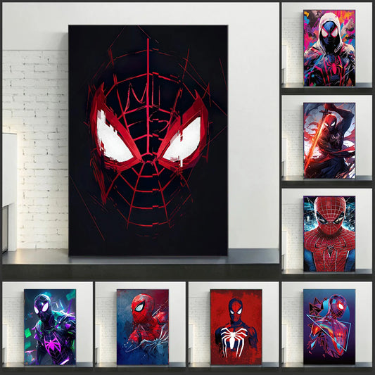Marvel Superhero Spider-Man Canvas Poster – Cartoon Wall Art for Home Interior Decor