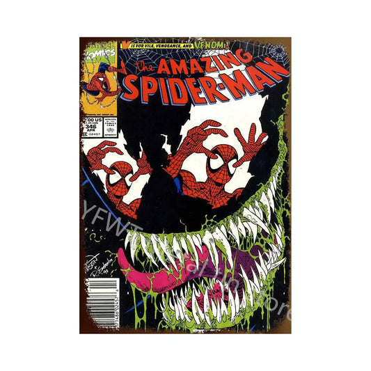 Retro Metal Poster – Vintage Spider-Man Tin Sign Wall Art for Home &amp; Room Decor