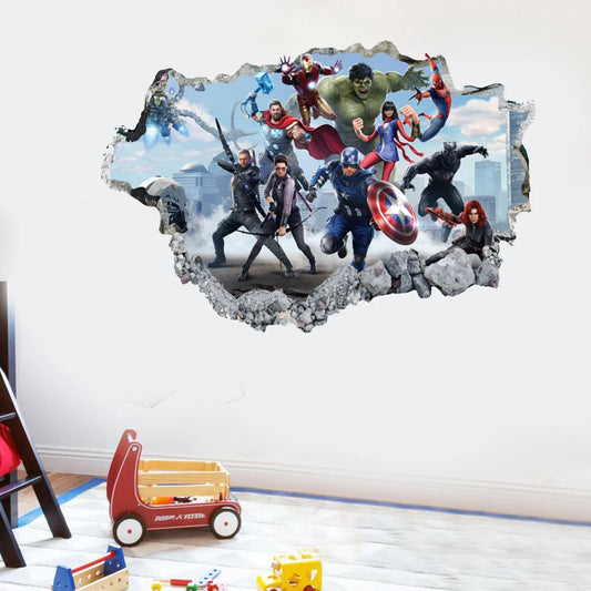 Cartoon Avengers Wall Stickers – Marvel Superhero Self-Adhesive Posters for Kids' Room &amp; Home Decor