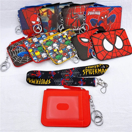 Marvel Anime Movies Spiderman Figures Coin Purse Student Card Bag Toys Cartoon Key Chain Boys Card Holders Keychains Kids Gifts