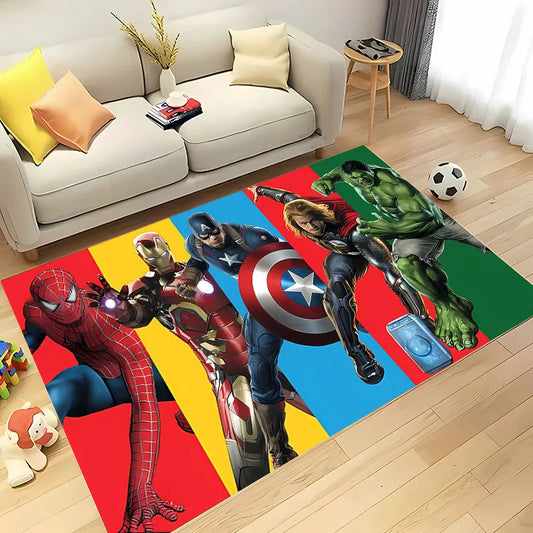 Marvel Avengers Superhero 3D HD Carpet – Non-Slip Rug for Kids' Room, Living Room, Bedroom &amp; Kitchen