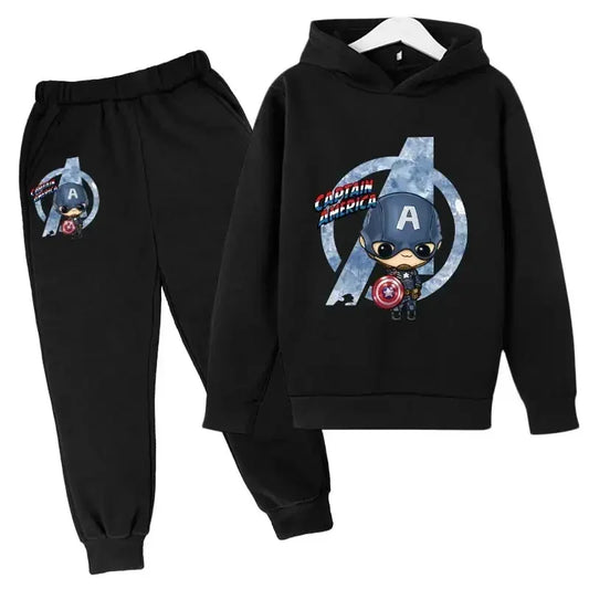 Marvel Hulk &amp; Captain America Kids 2-Piece Tracksuit – Autumn Hoodie &amp; Pants Set