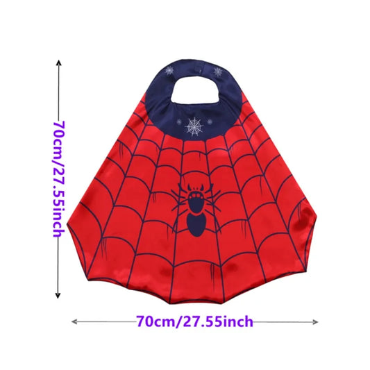 Cartoon Superhero Costume Set – Spider Cape, Mask &amp; Wristband for Kids