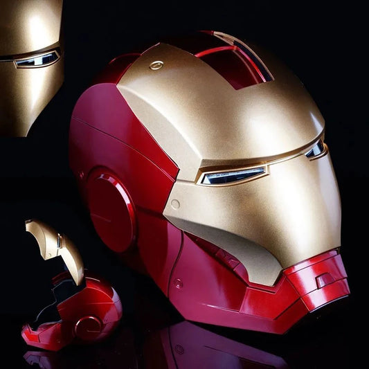 1:1 Iron Man Helmet – LED Light-Up Cosplay Mask for Adults &amp; Kids