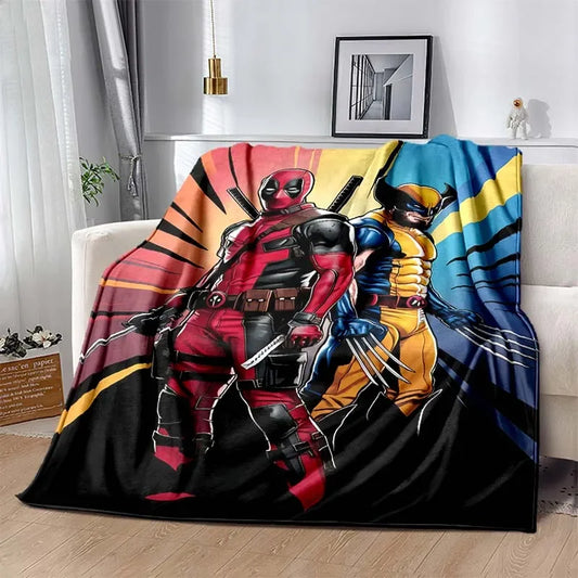 Deadpool and Wolverine Print Blanket – Fluffy Plush Throw for Kids &amp; Adults