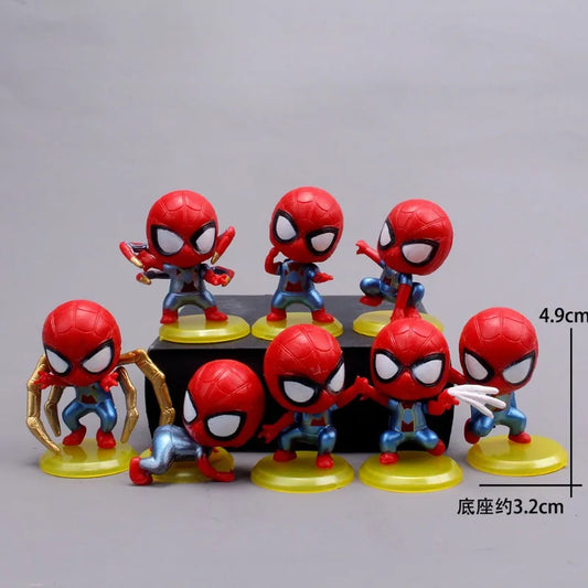 Bandai Marvel Spider-Man 8-Piece PVC Q Version Doll Set – Cake Topper &amp; Kids Gift