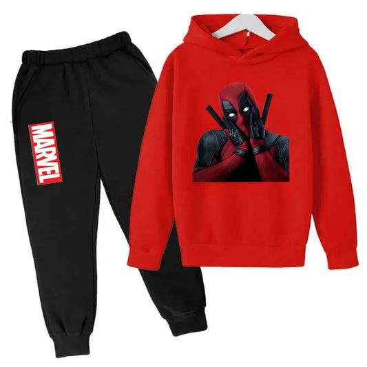 Marvel Deadpool Kids Hoodie &amp; Pants Set – 2PCS Spring/Autumn Tracksuit for Boys &amp; Girls