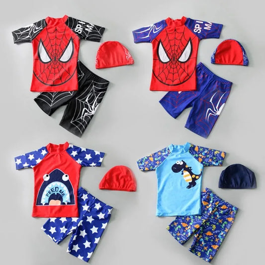 Baby Miles Morales Spiderman Swimsuit &amp; Hat Set – Superhero Cosplay Beachwear for Kids