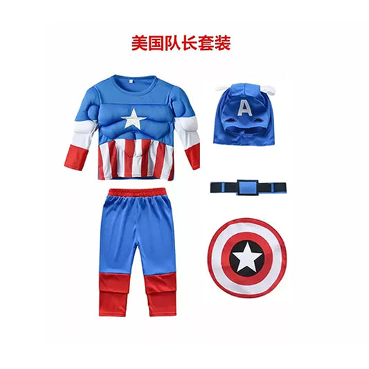 Avengers Superhero Hulk Captain America Cosplay Costume Boys Girls Spiderman Muscle Suit Halloween Carnival Party Clothes