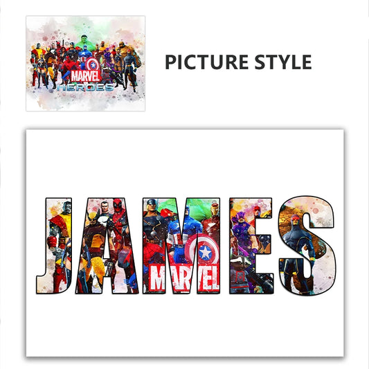 Personalized Avengers Name Word Art Print – Superhero Canvas Wall Poster