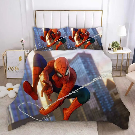 Marvel Comics Spider-Man Anime Bedding Set – 3-Piece Duvet Cover Set for Kids &amp; Adults