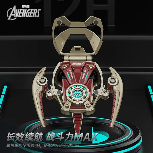Original Marvel Iron Man Wireless Bluetooth Earbuds – MR28 Mecha Design with Cool RGB Lights