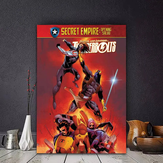 T-THUNDERBOLTS Marvel Poster – Whitepaper Sticker for DIY Wall Decor