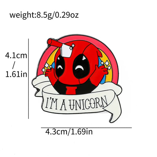 Kawaii Superhero Deadpool &amp; Wolverine Enamel Pins – Marvel Spiderman Metal Brooch for Fans