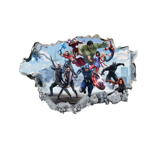 Cartoon Avengers Wall Stickers – Marvel Superhero Self-Adhesive Posters for Kids' Room &amp; Home Decor