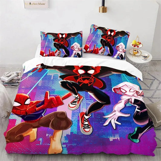 Spiderman Bedding Set – Cartoon Anime Duvet Cover &amp; Pillowcase Set for Kids &amp; Adults (2/3pcs)
