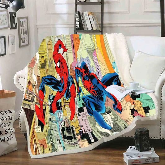 Spider-Man Furry Custom Blanket Luxury Plush Blankets Throw Baby  Winter Fleece Microfiber Fabric Modern Printed