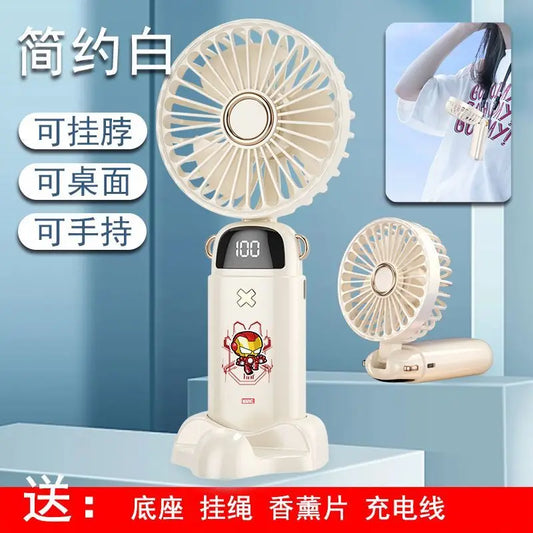 Marvel Iron Man Cartoon Anime Mini Fan Creative Personality Male and Female Portable Charging Desktop Mini Handheld Fan Gift