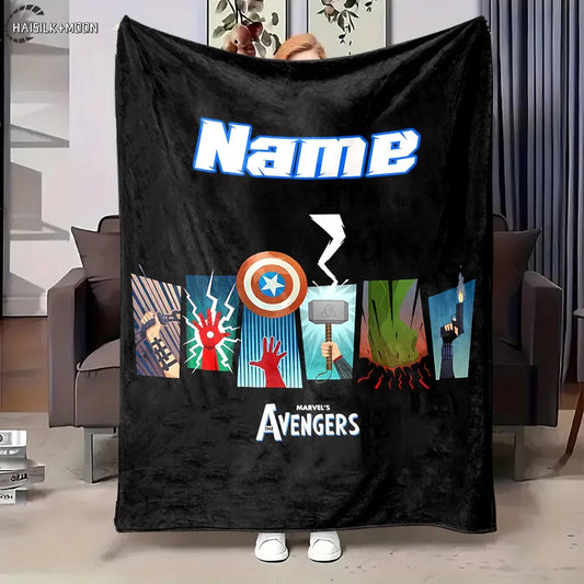 Personalized Marvel Avengers Blanket – Custom Name Superhero Throw for Birthdays & Holidays