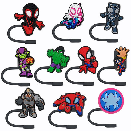 9/10Pcs Marvel Straw Toppers – Reusable Splash-Proof Dust Caps for 8MM Straws
