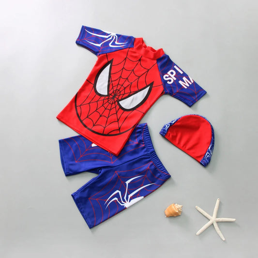 Baby Miles Morales Spiderman Swimsuit &amp; Hat Set – Superhero Cosplay Beachwear for Kids