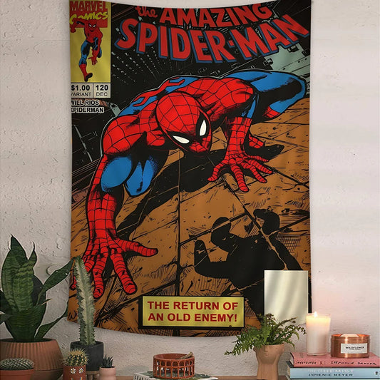 MINISO Marvel Spider-Man Tapestry – Colorful Anime Wall Hanging Decor