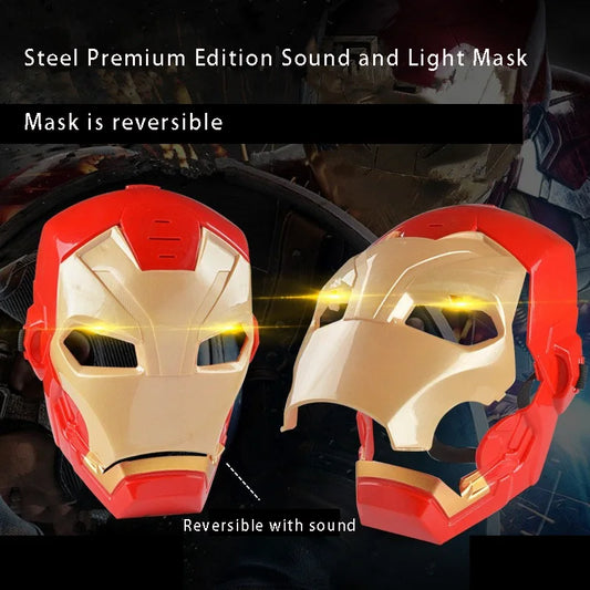 Iron Man &amp; Captain America Helmet Toy – Luminous Cosplay Mask with Soft Bullet Launcher