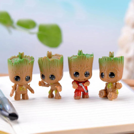 4pcs/set Guardians of The Galaxy Tiny Groot Cute Baby Tree Man Model Figure Toys 4.5cm Gift Ornaments