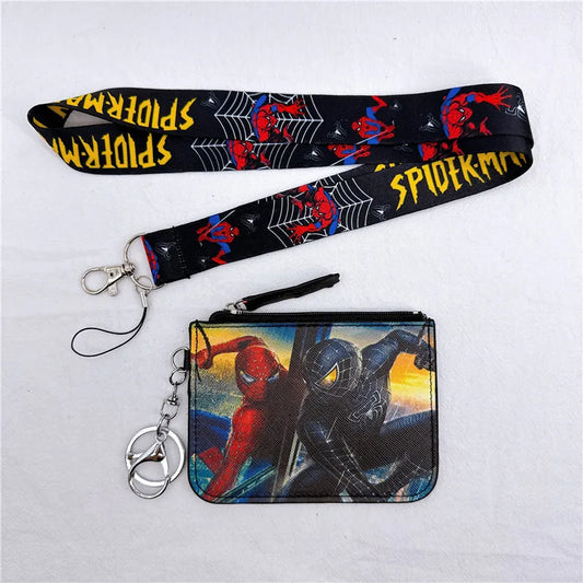 Marvel Anime Movies Spiderman Figures Coin Purse Student Card Bag Toys Cartoon Key Chain Boys Card Holders Keychains Kids Gifts