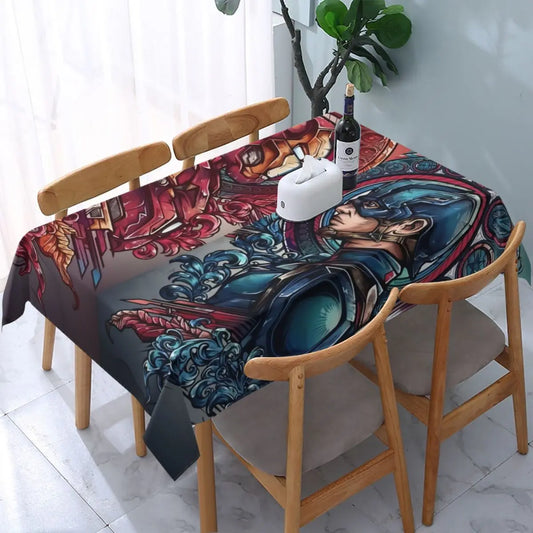 Customized Disney Iron Man Marvel Film Tablecloth Rectangular Fitted Oilproof Table Cloth Cover for Kitchen