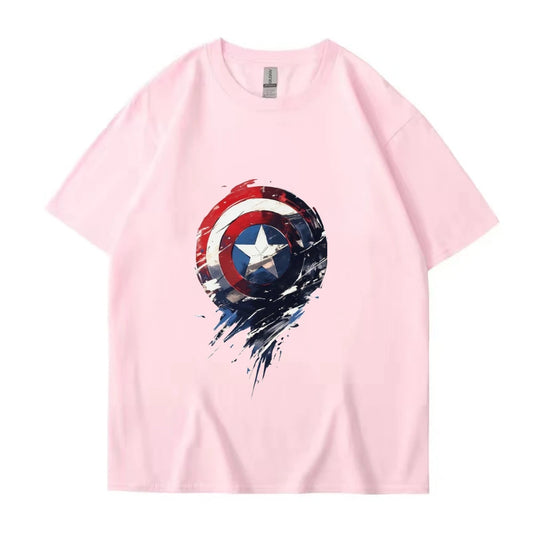 Marvel Captain America Shield Graphic T-shirt – Cotton Oversized Tee for Men &amp; Kids