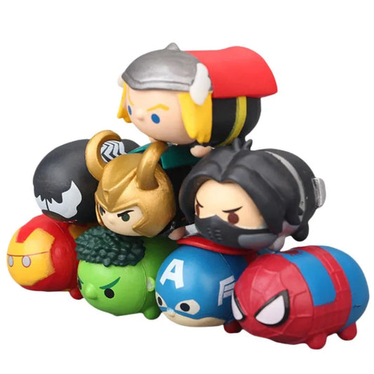 Marvel Kawaii Tsum Tsum Stackable Toys – 8pcs Set (Spider-Man, Captain America &amp; More)