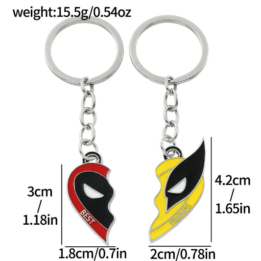 Marvel Deadpool &amp; Wolverine Best Friends Necklace Set – Split Heart Pendant for Fans