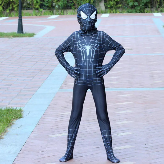 Marvel Black Spider-Man Costume – Boys’ Cosplay Bodysuit Jumpsuit