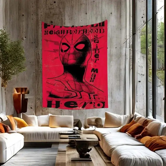 Marvel Avengers Spider-Man Tapestry – Anime Style Wall Hanging Art for Superhero Fans