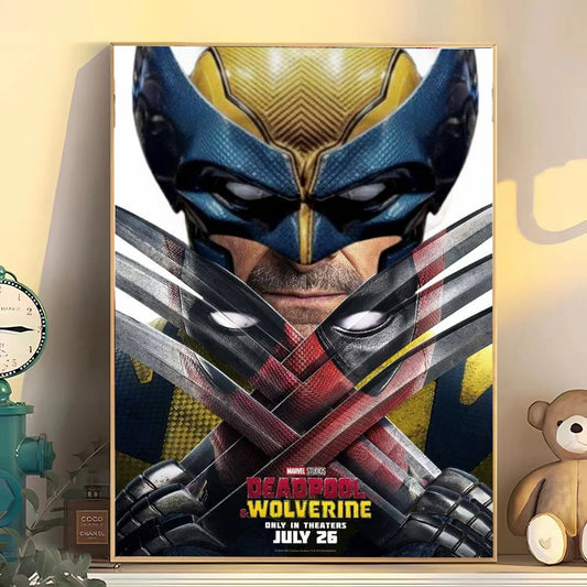 Marvel Deadpool &amp; Wolverine Canvas Art – Anime-Style Wall Poster for Home Decoration