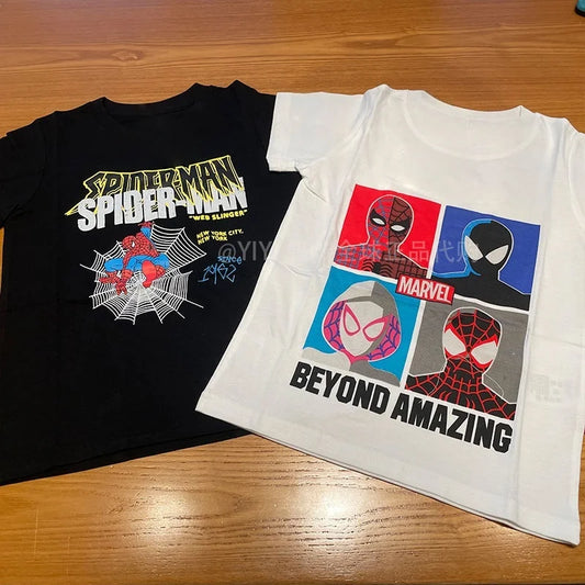 Japan Spot Marvel Hero Spider-Man &amp; Superman Boys Cotton T-Shirt – Summer Cartoon Short Sleeve for Kids
