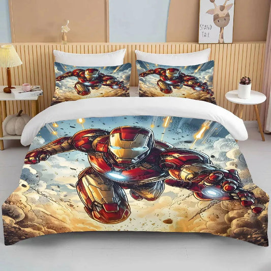 Marvel Iron Man Bedding Set – 10 Sizes Cartoon Anime Duvet Cover &amp; Pillowcase Set for Kids &amp; Adults