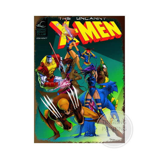 MINISO Marvel Comics Classic Metal Poster – Iron Man, Hulk, Spider-Man Tin Sign