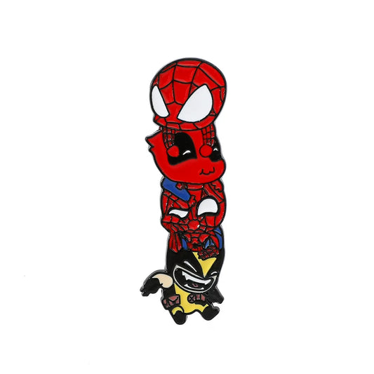 Marvel Superhero Enamel Pins – Funny Spider-Man, Deadpool &amp; Wolverine Metal Brooch Set