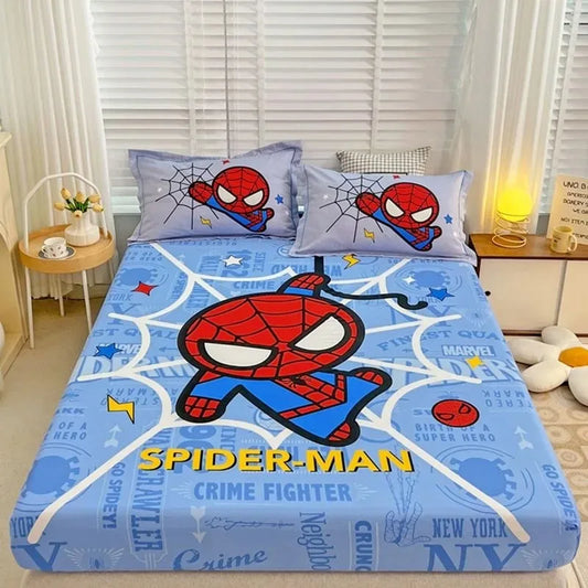 Spider-Man Fitted Sheet – Marvel Cartoon Print Bed Sheet with Pillowcase