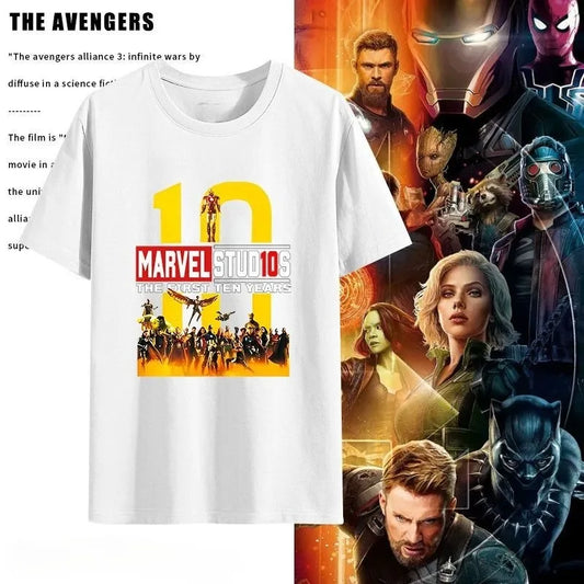 2025 Marvel 10th Anniversary Commemorative T-Shirt – Avengers 4 Anime Collaboration Parent-Child Outfit