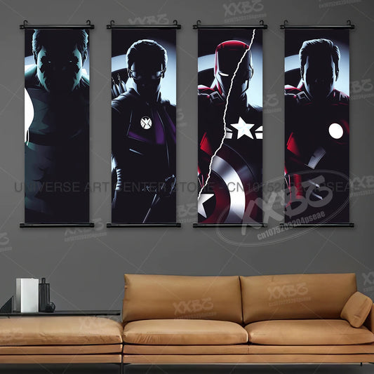 Marvel Avengers Scroll Poster – Wall Art Featuring Captain America, Iron Man, Thor &amp; Hulk